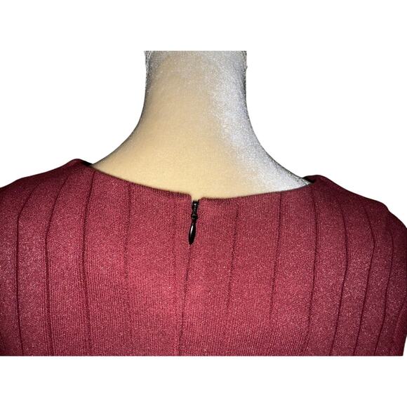 NEW Sam Edelman Amber Red Metallic Ribbed Asymmetrical Ruffle Dress Size 6 - Picture 10 of 14